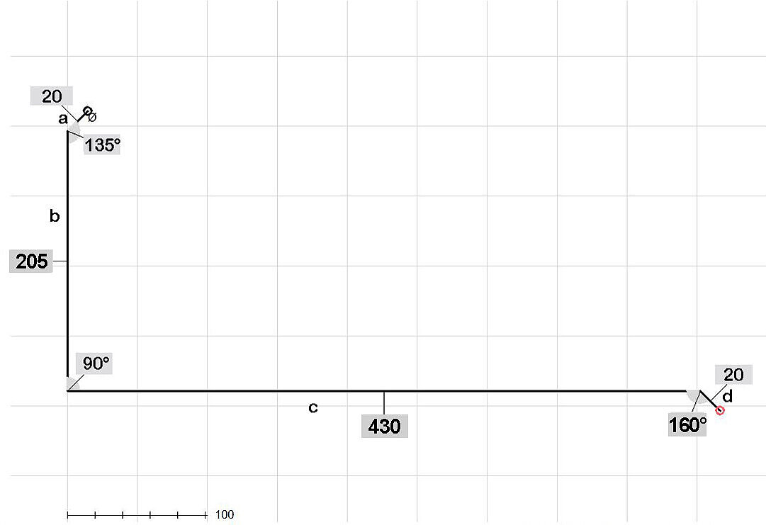 Maßzeichnung Wandanschluss-Längs 675 mm