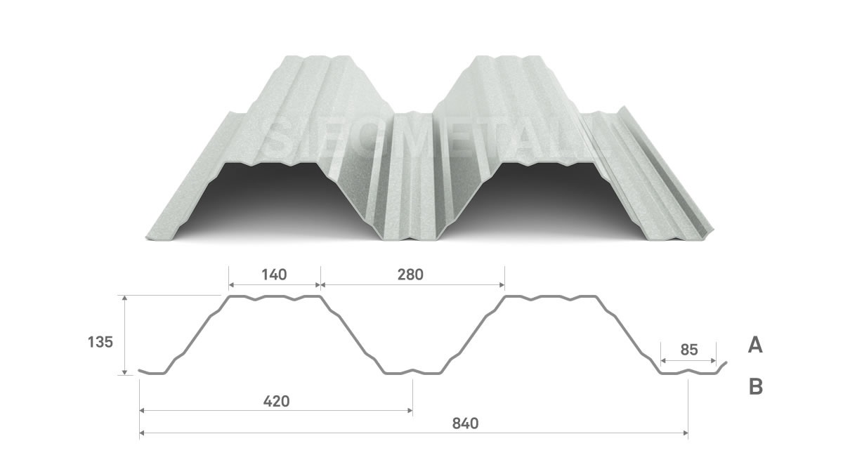 Siegmetall Trapezblech S135-420 RAL ZM300-Aluzink positiv