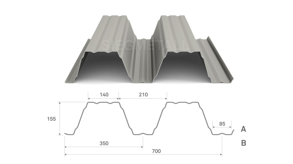  Siegmetall Trapezblech S158-350 RAL 9002 positiv