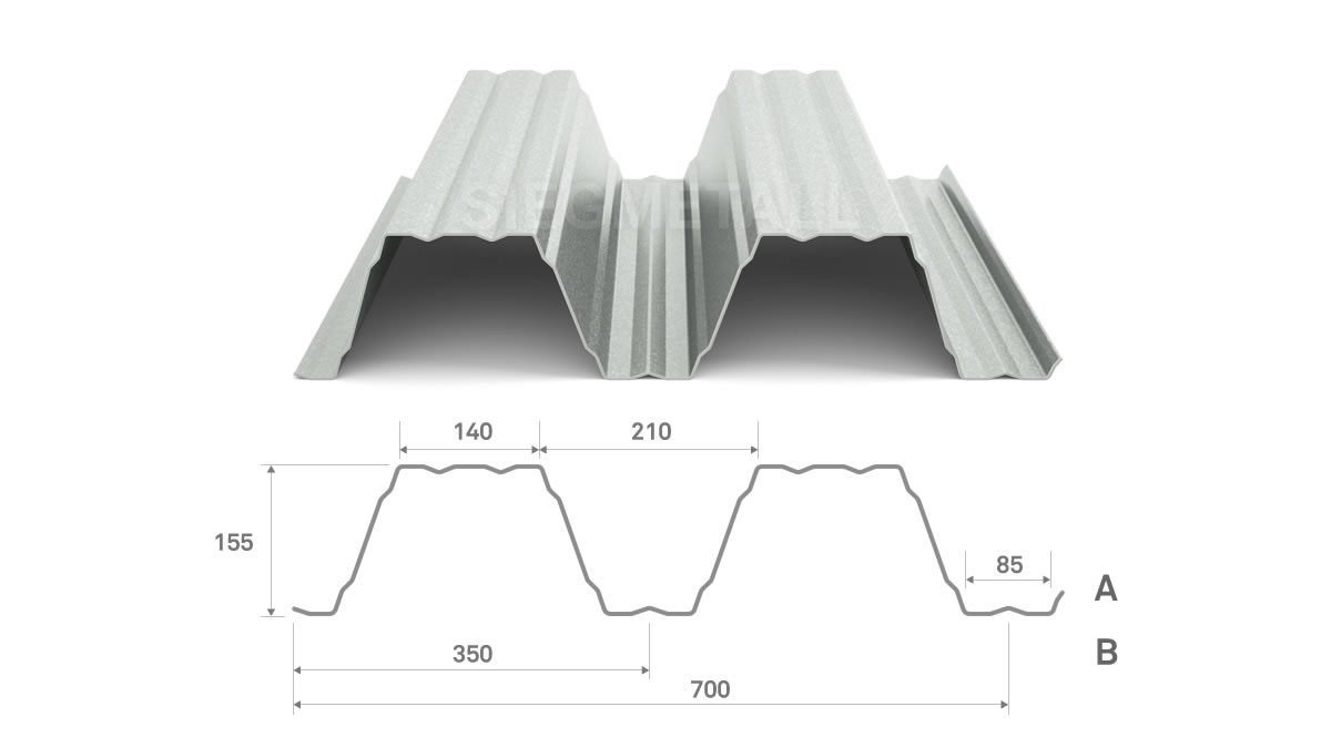  Siegmetall Trapezblech S158-350-ZM300-Aluzink positiv