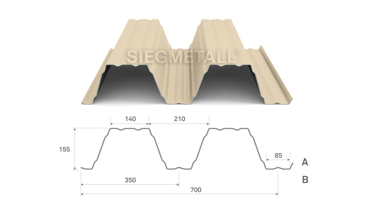  Siegmetall Trapezblech S158-350 RAL 1015 positiv