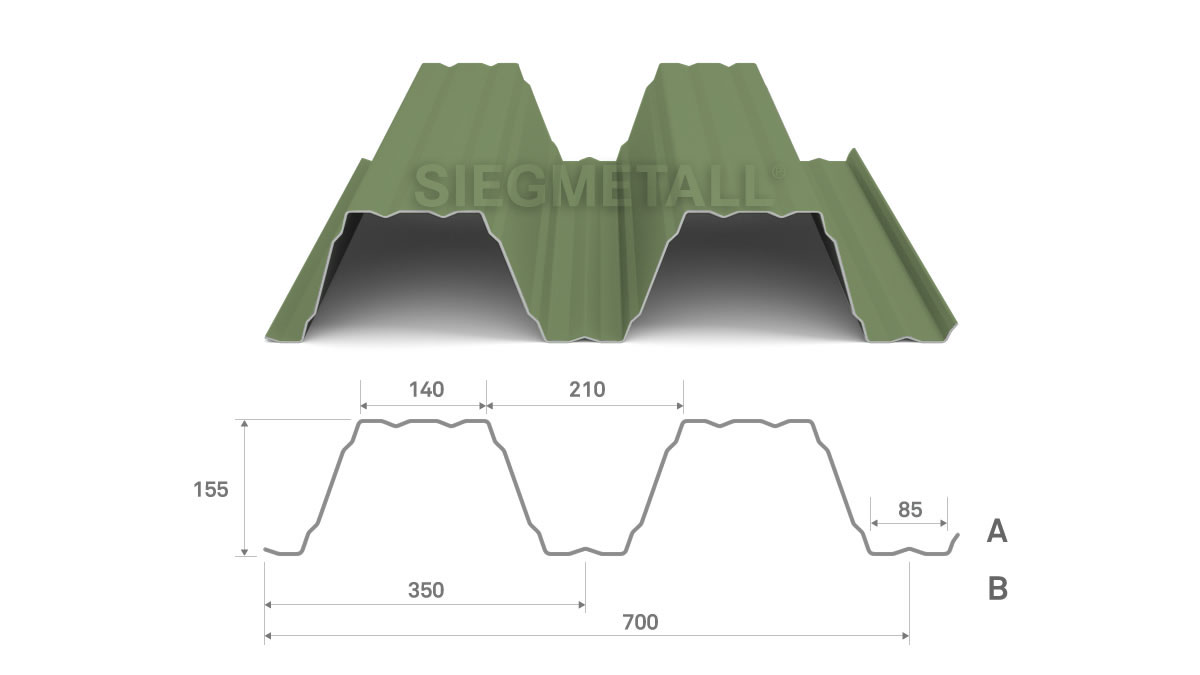  Siegmetall Trapezblech S158-350 RAL 6011 positiv