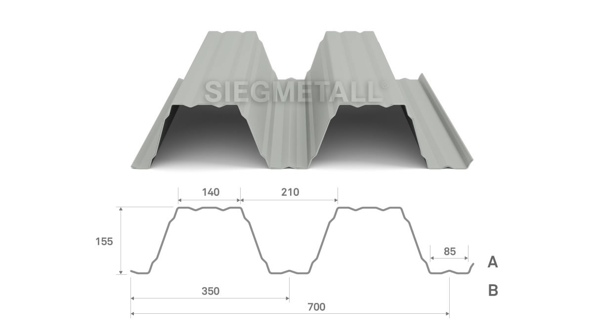  Siegmetall Trapezblech S158-350 RAL 7035 positiv