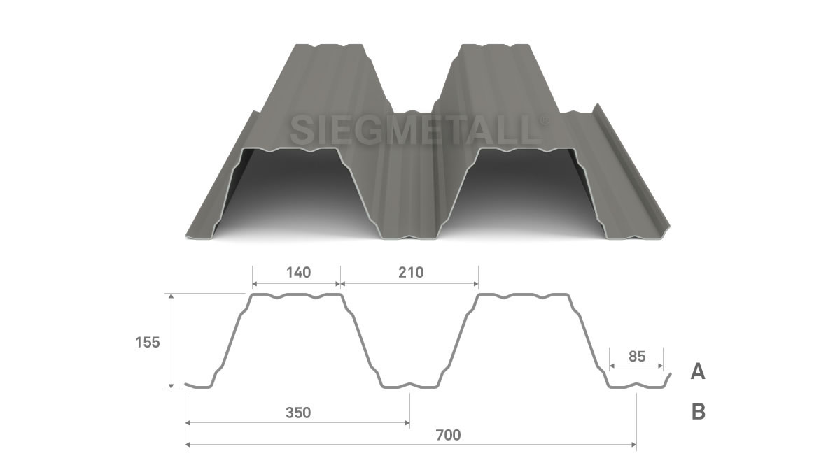  Siegmetall Trapezblech S158-350 RAL 9007 positiv