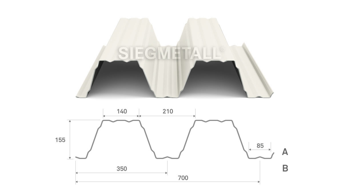  Siegmetall Trapezblech S158-350 RAL 9010 positiv