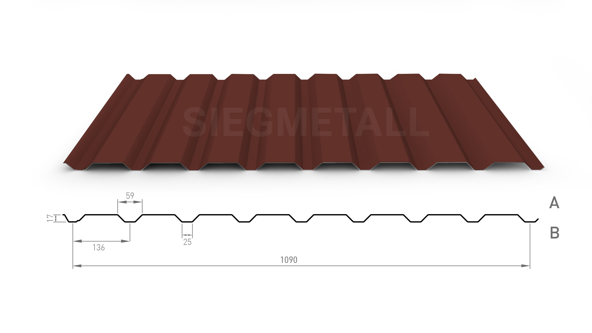 Siegmetall Trapezblech S17-136 RAL 8012 positiv