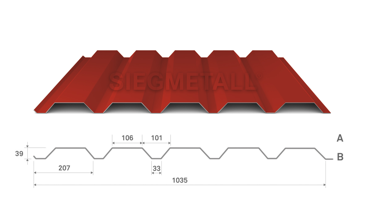  Siegmetall Trapezblech S35-207 RAL 3000 positiv