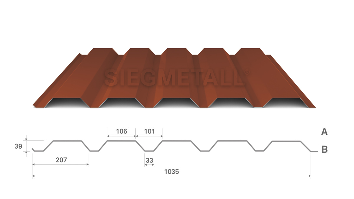  Siegmetall Trapezblech S35-207 RAL 8004 positiv