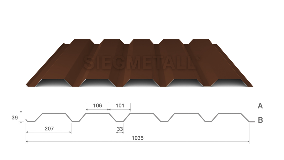  Siegmetall Trapezblech S35-207 RAL 8011 positiv