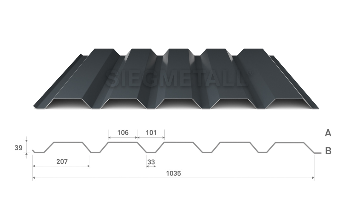  Siegmetall Trapezblech S35-207 RAL 7016 positiv