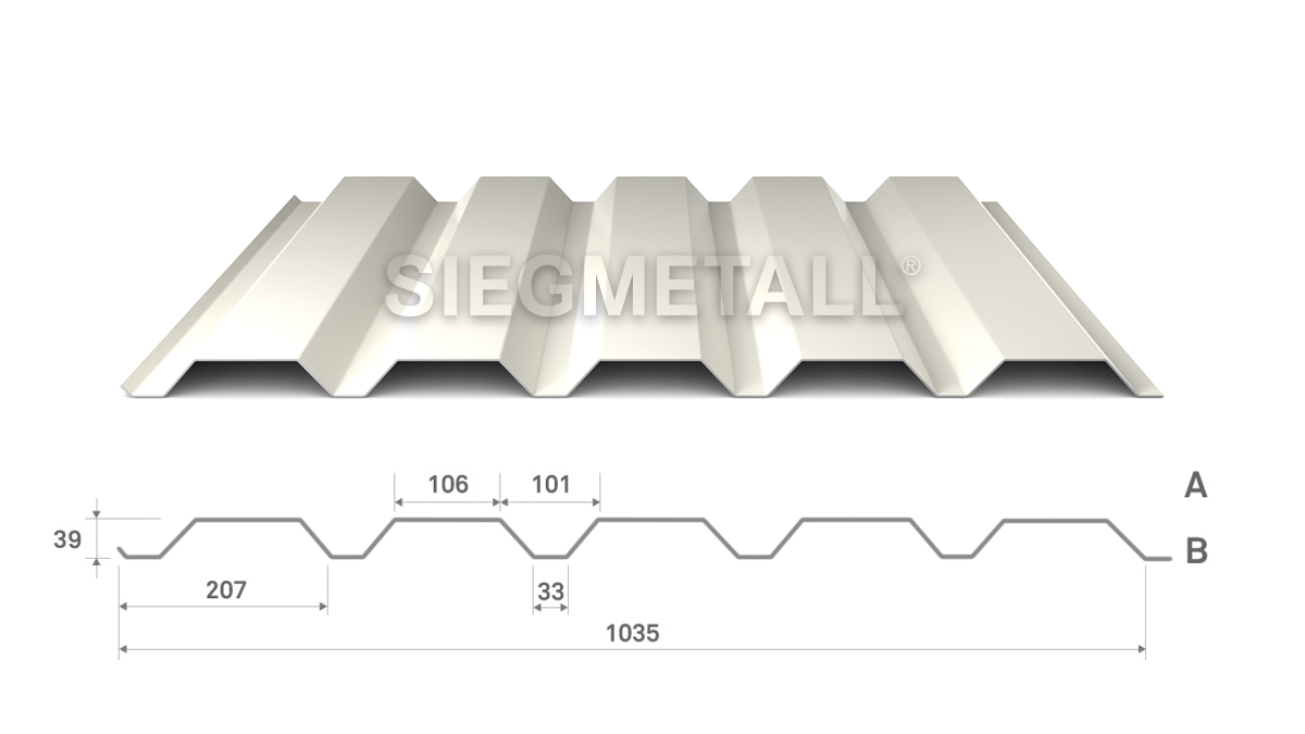  Siegmetall Trapezblech S35-207 RAL 9002 positiv