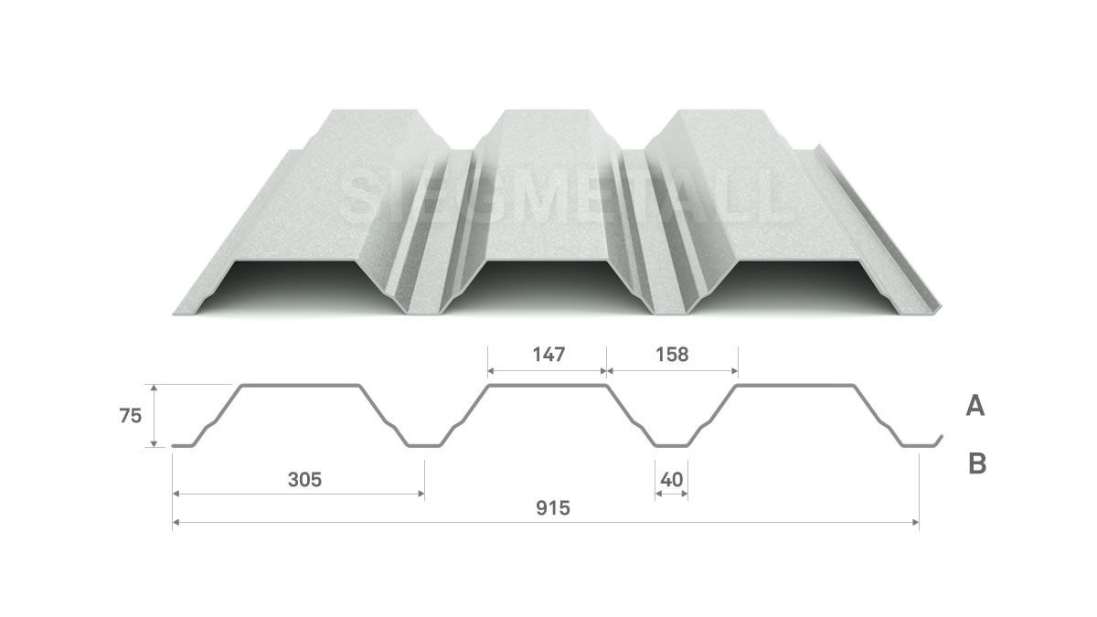 Siegmetall Trapezblech S75-305 RAL ZM300-Aluzink positiv