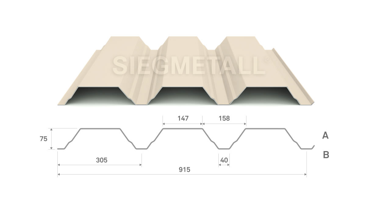 Siegmetall Trapezblech S75-305 RAL 1015 positiv