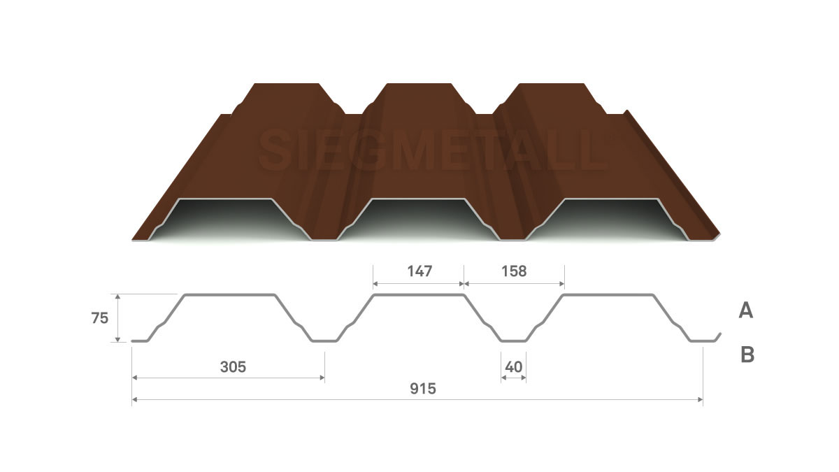  Siegmetall Trapezblech S75-305 RAL 8011 positiv